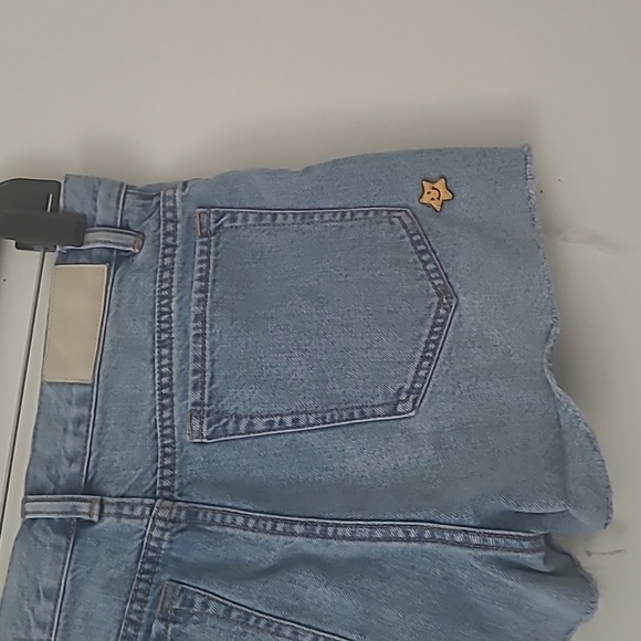 All Saints Kate High Waist Distressed Cut Off Patch Denim Shorts Size 26 - Picture 10 of 14